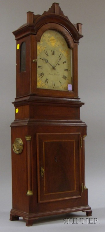 Appraisal: Mahogany Shelf Clock Newburyport c with solid fret top three