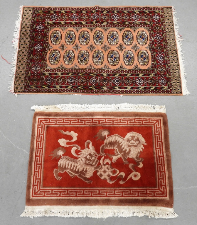 Appraisal: PC CHINESE FOOD DOG BOKARA RUGS China Middle East th