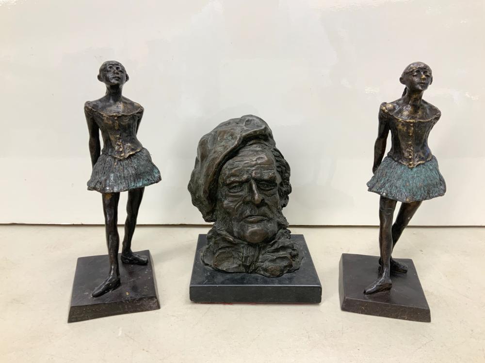 Appraisal: After Renoir Pair Painted Metal Figures of Ballerina and Bust