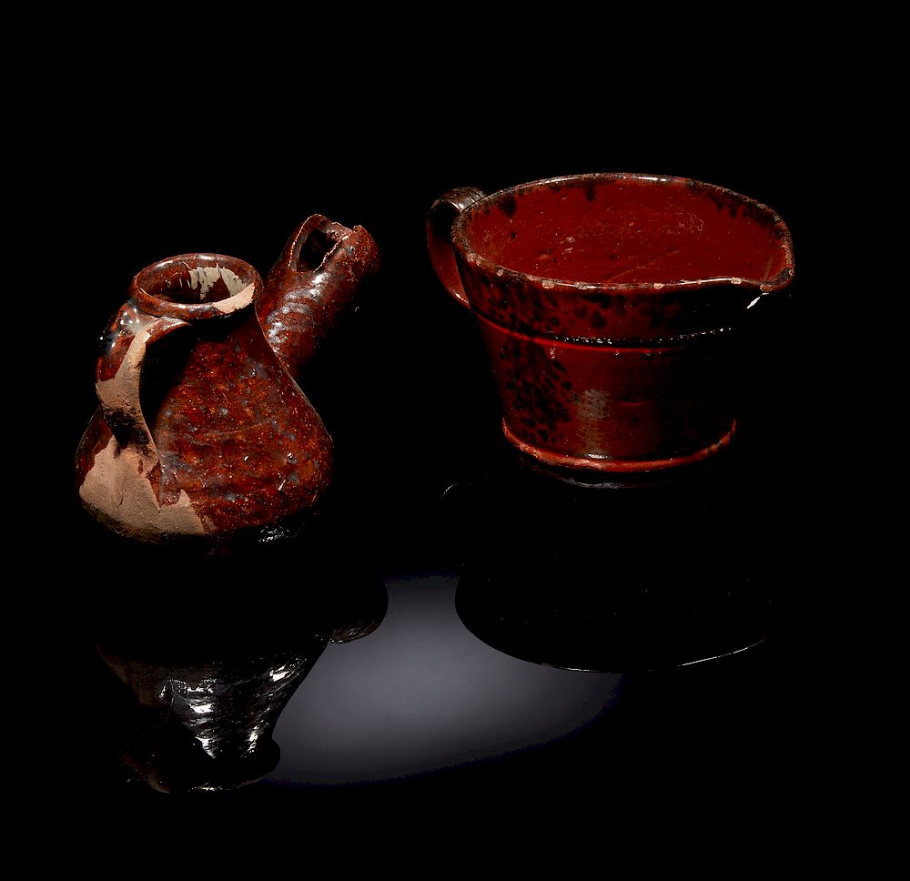 Appraisal: Two Ceramic Items Two glazed ceramic pieces comprising a low