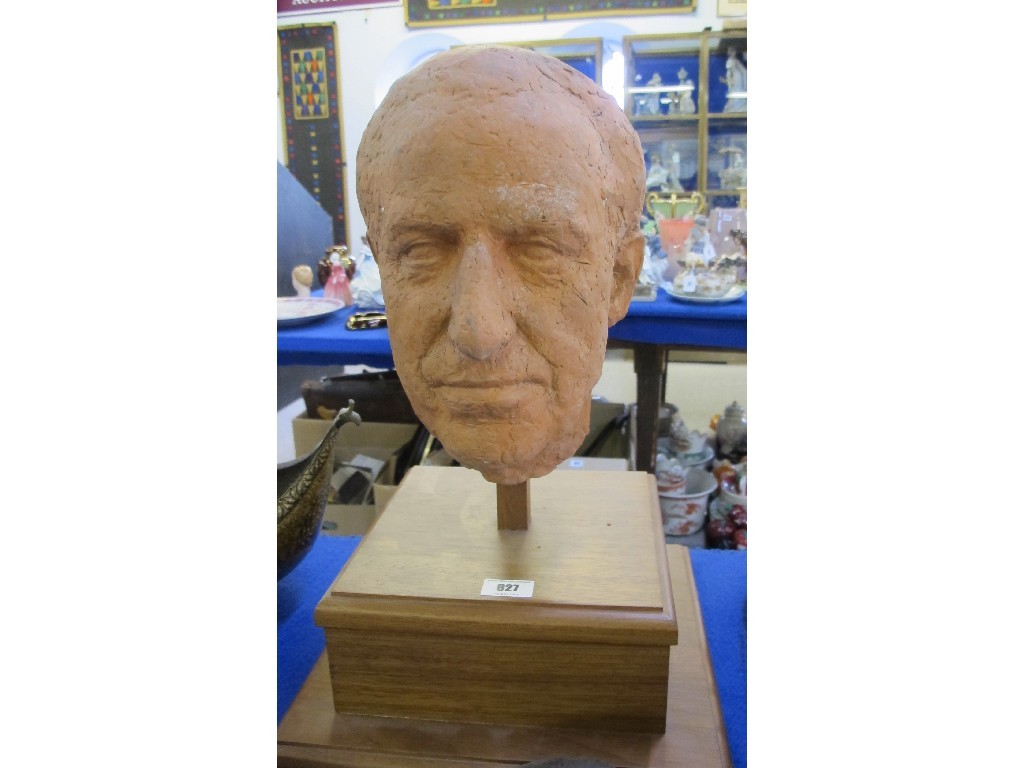 Appraisal: Large terracotta bust of a man on wooden plinth