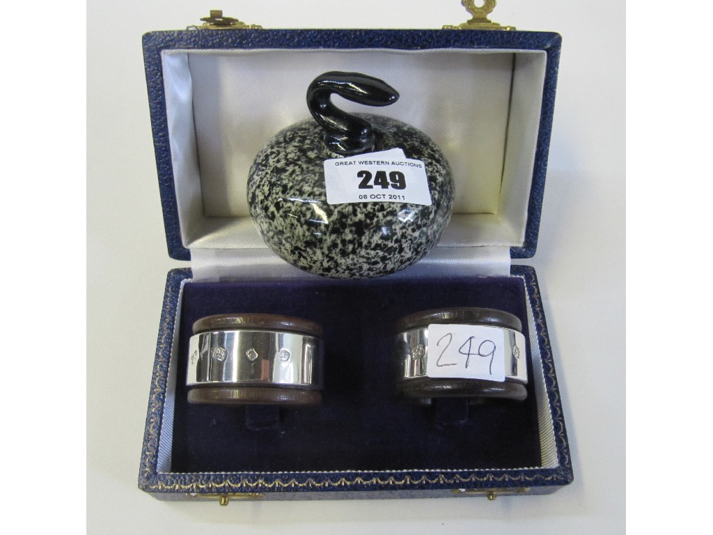 Appraisal: Lot comprising cased pair of silver napkin rings and an