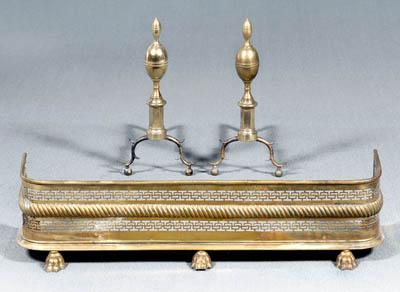 Appraisal: Pair Federal brass andirons double lemon finials with beaded borders