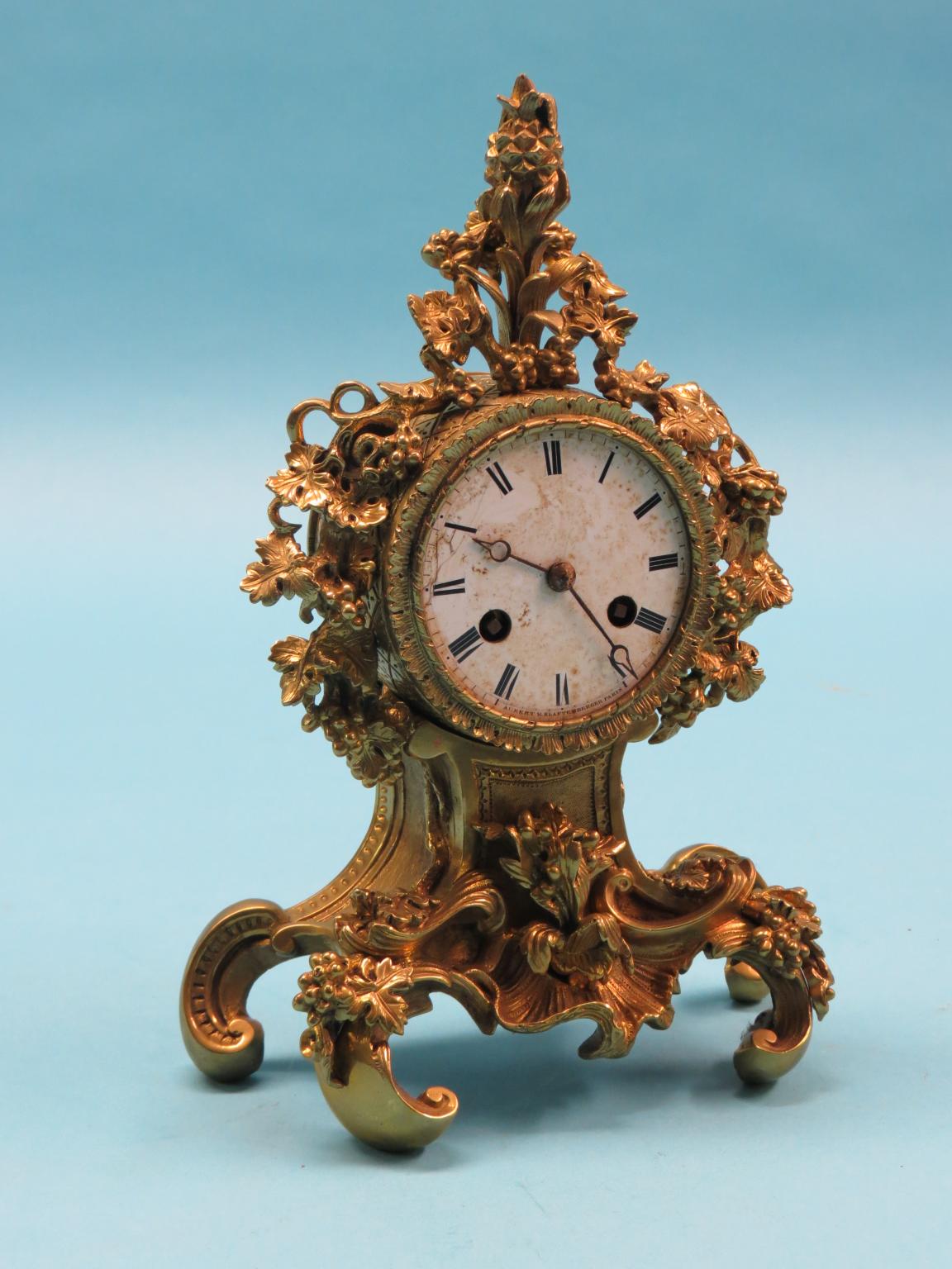 Appraisal: A th century French ormolu mantel clock richly-cast with grapes