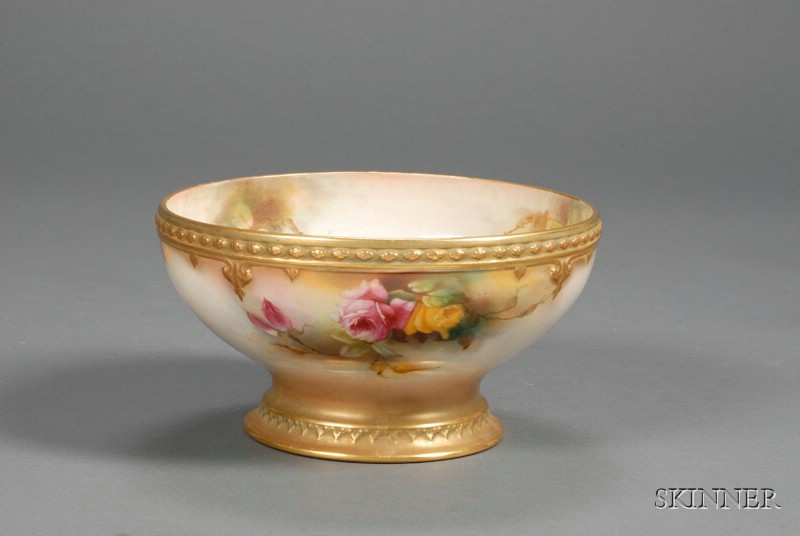 Appraisal: Royal Worcester Porcelain Hand-painted Bowl England the footed bowl with