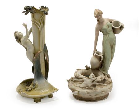 Appraisal: Two Art Nouveau Figural Articles Estimate -