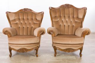 Appraisal: Continental Style His Hers Chairs Pair Pair of Continental style