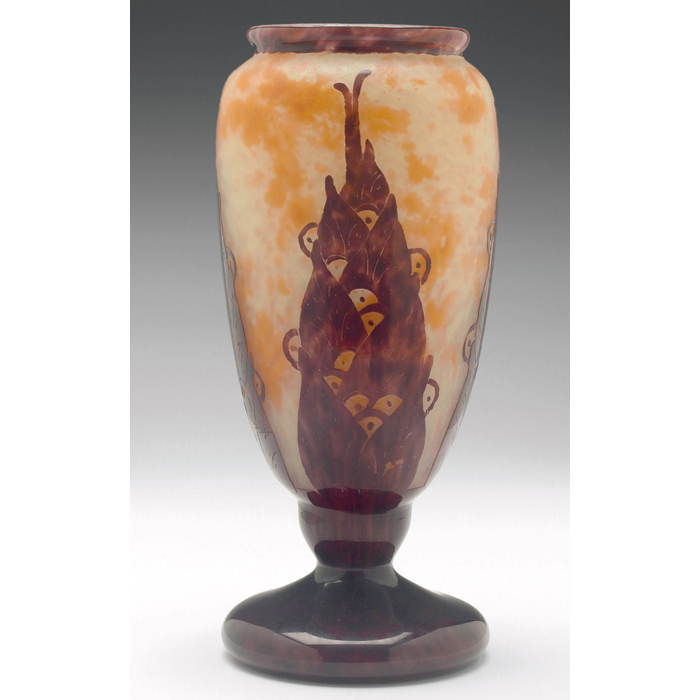 Appraisal: Le Verre Francais vase ovoid footed form with cameo cut