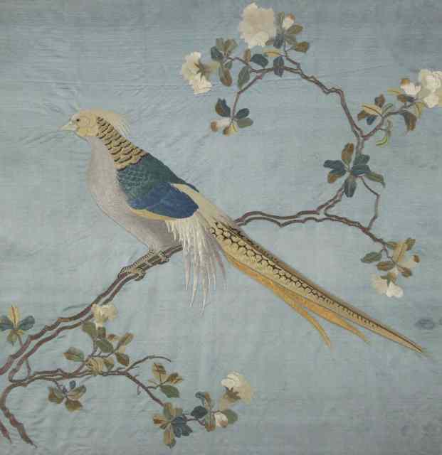 Appraisal: A Chinese embroidered silk picture of a pheasant cm x