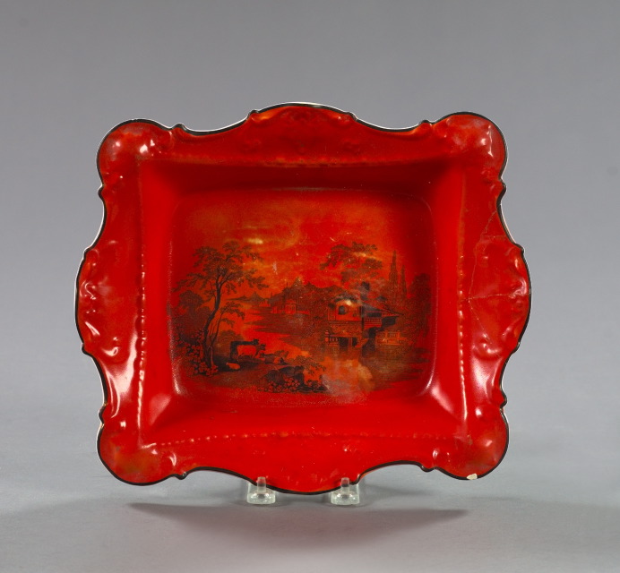 Appraisal: English Transfer-Printed and Flambe-Glazed Creamware Rectangular Pastry Dish fourth quarter