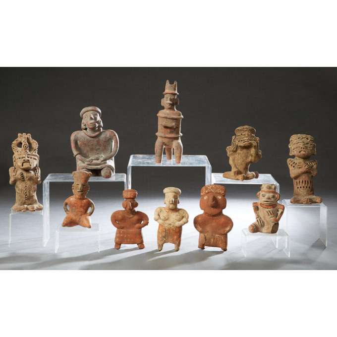 Appraisal: Group of Ten Pre-Columbian Style Pottery Figures th c six