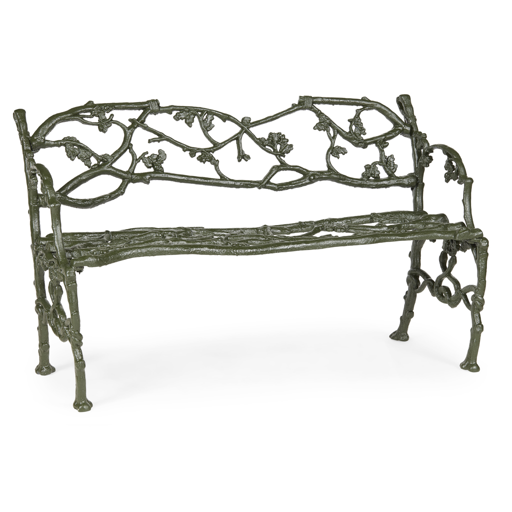 Appraisal: VICTORIAN PAINTED CAST IRON 'OAK TWIGG AND SERPENT' GARDEN BENCH