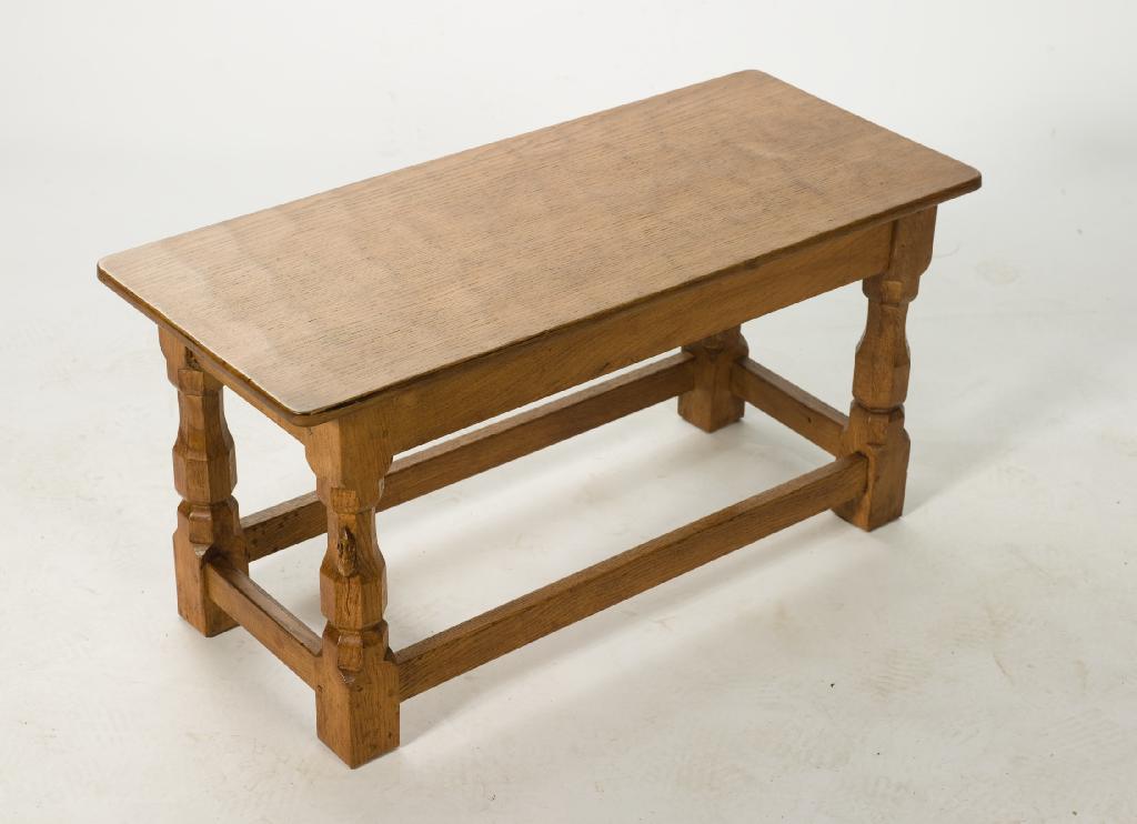 Appraisal: ROBERT MOUSEMAN THOMPSON OAK COFFEE TABLE c 's the adzed