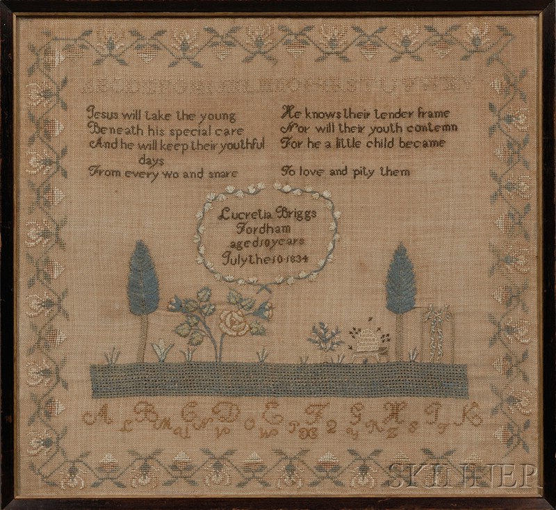 Appraisal: Needlework Sampler Lucretia Briggs Fordham aged years July the Long