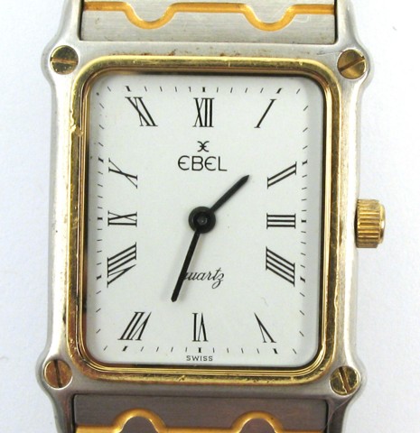 Appraisal: LADY'S EBEL CLASSIC WAVE WRISTWATCH rectangular stainless steel and yellow