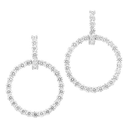 Appraisal: Pair of Diamond Hoop Pendant-Earrings Estimate -