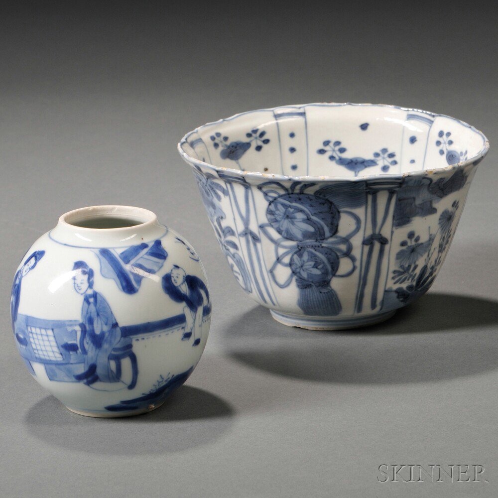 Appraisal: Two Blue and White Items China th century a miniature