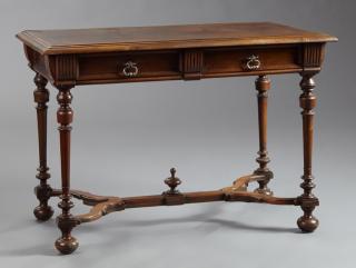 Appraisal: French Louis XVI Style Carved Walnut Writing Table French Louis