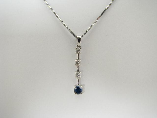 Appraisal: Lady's k white gold diamond three and sapphire necklace with