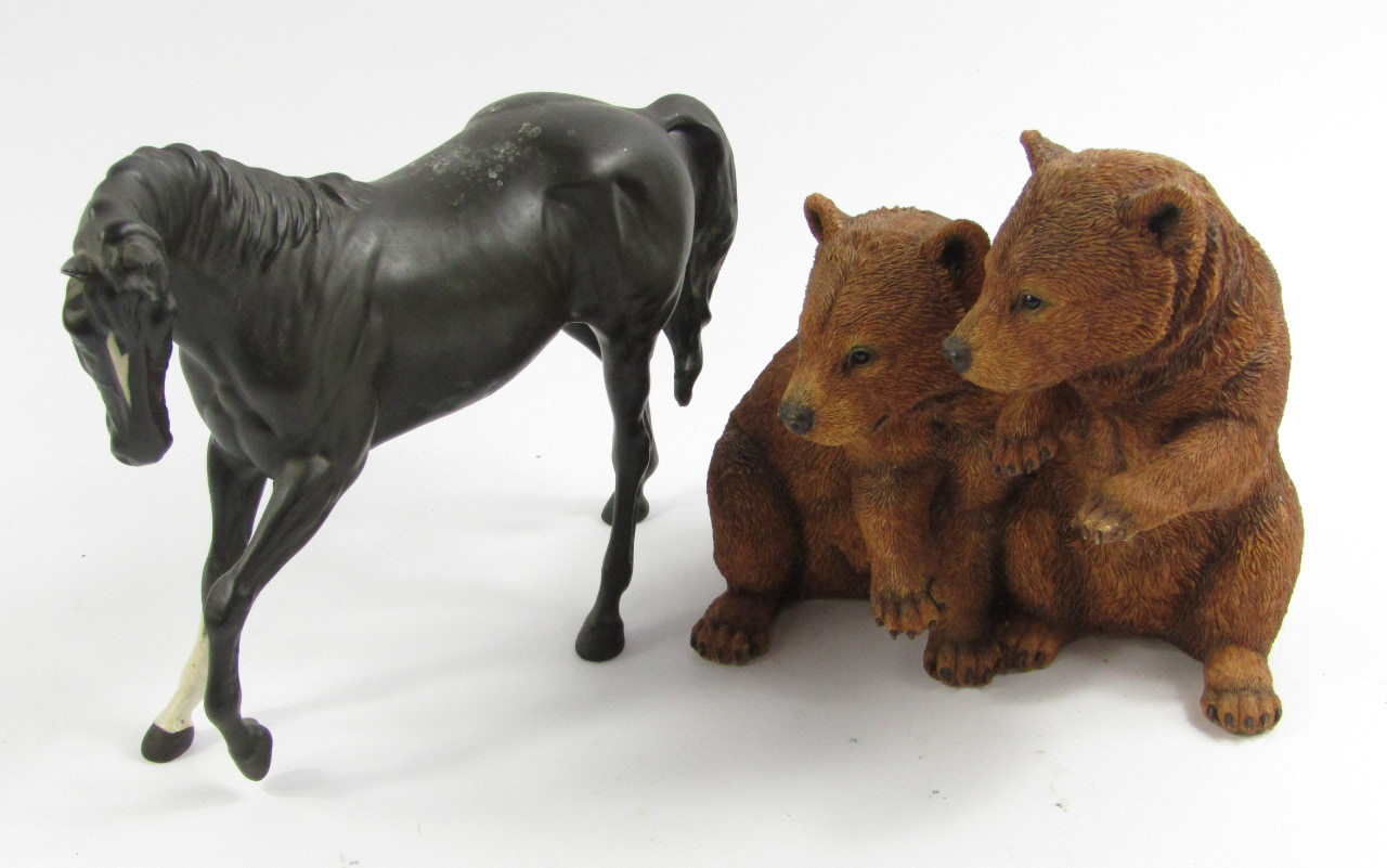 Appraisal: A Beswick figure of a matt black horse front left