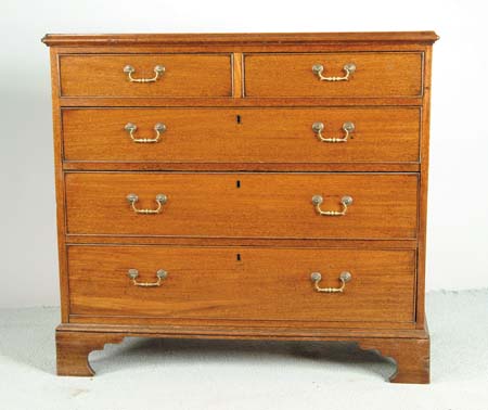 Appraisal: TWO OVER THREE DRAWER MAHOGANY ENGLISH CHEST Period brass bale