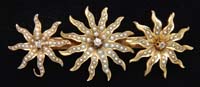 Appraisal: ANTIQUE STARBURST BROOCH Lovely kt tested yellow gold brooch has