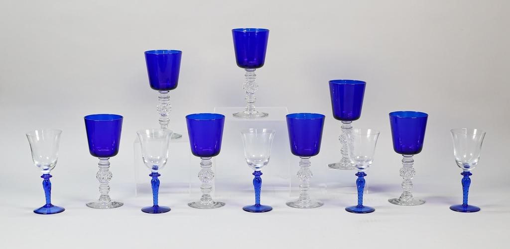 Appraisal: sets cobalt to clear glass stemware Set of Saint Louis