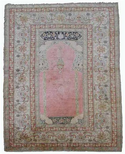 Appraisal: Kayseri silk prayer rug central anatolia circa first half of