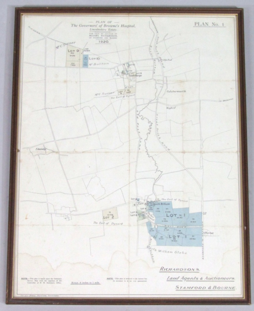 Appraisal: A coloured plan of the governors of Brownes Hospital Lincolnshire