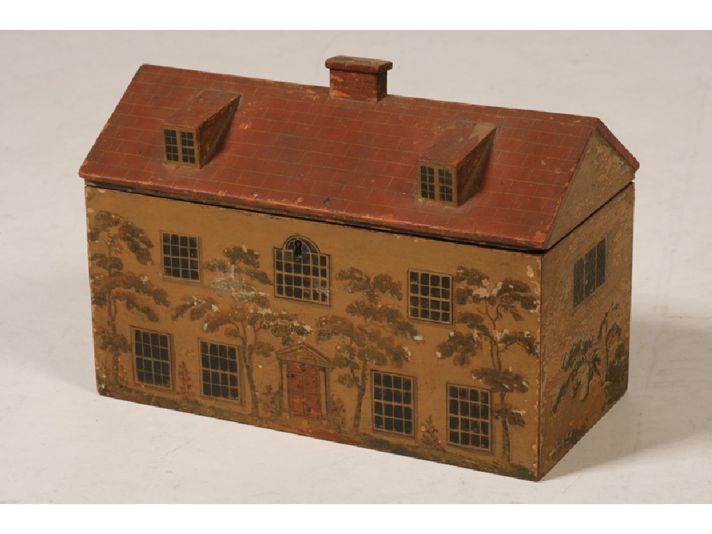 Appraisal: A PRIMITIVE PAINTED WOODEN BOX in the form of a