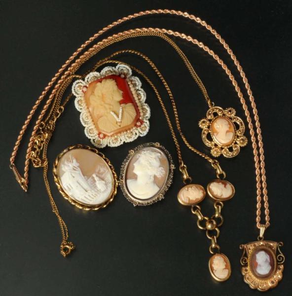 Appraisal: Lot of Cameo Pieces Description Includes three pins and three