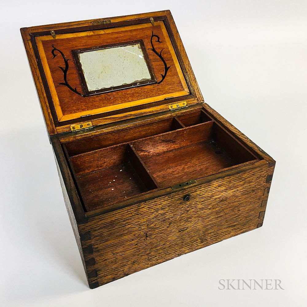 Appraisal: English Shell-inlaid Oak Box English Shell-inlaid Oak Box th century