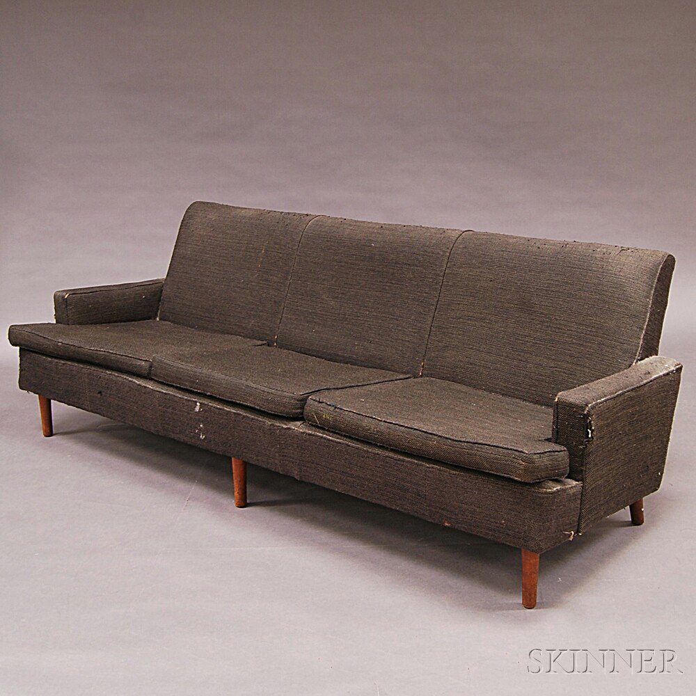 Appraisal: Design Research Teak and Black-upholstered Sofa th century ht wd