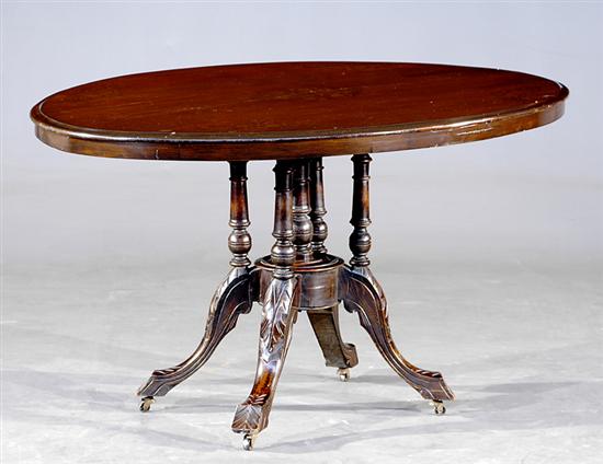 Appraisal: Victorian inlaid mahogany breakfast table circa oval top with central