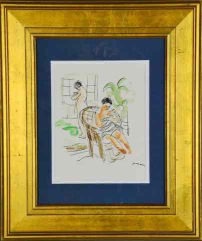 Appraisal: Pascin Ink And Watercolor ''Two Woman''Depicting a seated women and