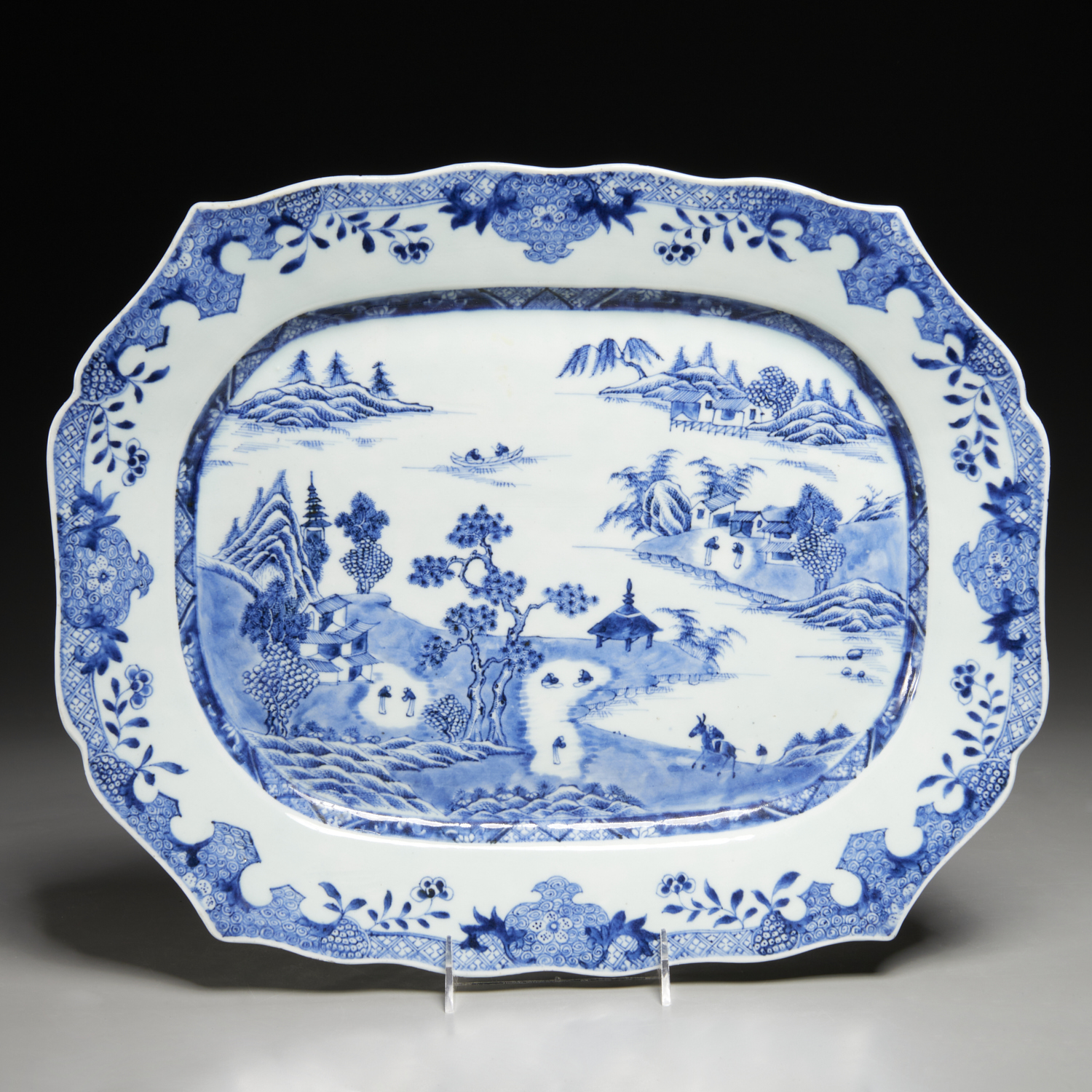 Appraisal: CHINESE EXPORT BLUE AND WHITE PLATTER Possibly Qianlong Period c