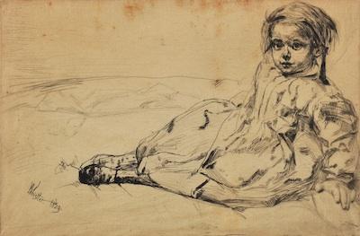 Appraisal: James Abbott McNeill Whistler American - Bibi Valentin Drypoint etching