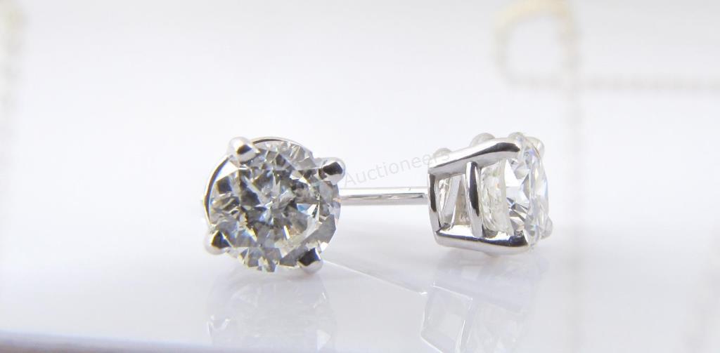 Appraisal: A pair of K white gold diamond stud earrings approximately