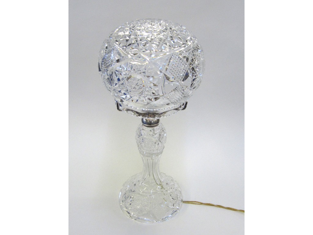 Appraisal: Cut glass table lamp and shade