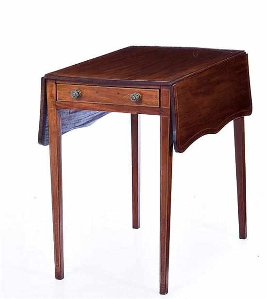 Appraisal: George III inlaid mahogany Pembroke table early th century rectangular