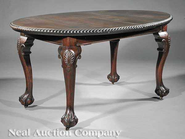 Appraisal: A Good Chippendale-Style Mahogany Dining Table mid- th c gadrooned