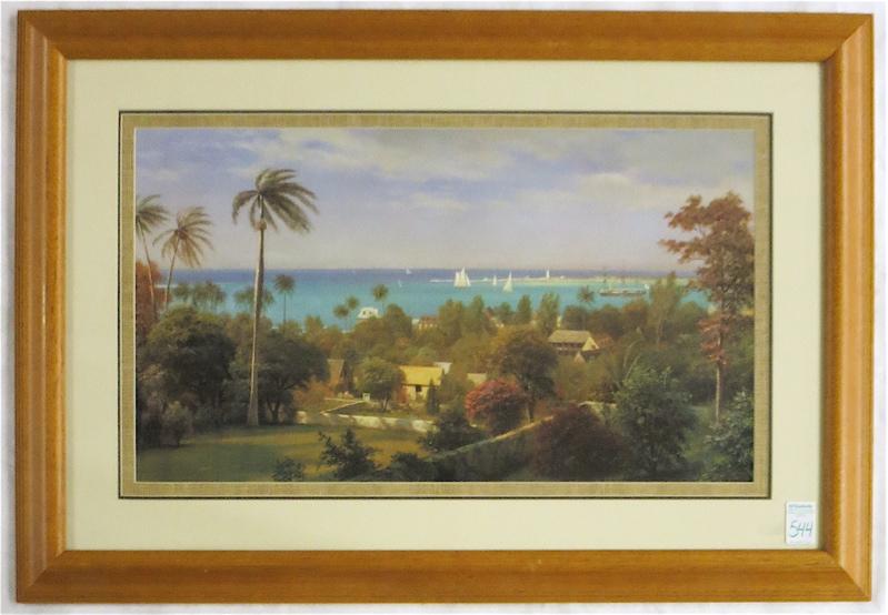 Appraisal: AFTER ALBERT BIERSTADT PHOTO-LITHOGRAPH Bahamas Harbor Image measures x In