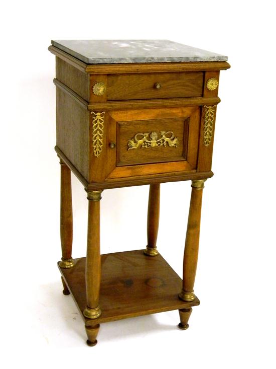 Appraisal: French style marble top single drawer stand with lower humidor