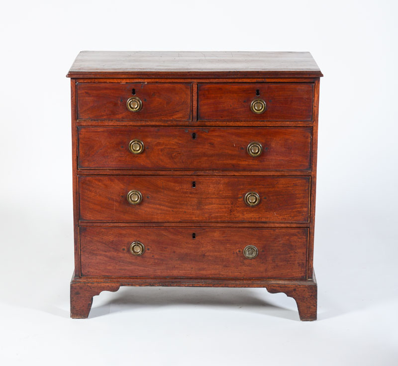 Appraisal: GEORGE III MAHOGANY CHEST OF DRAWERS Handles replaced and later