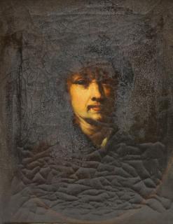 Appraisal: After Rembrandt th C Oil on Canvas Portrait In an