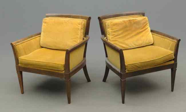 Appraisal: Set of two Vintage upholstered chairs '' Seat Ht ''