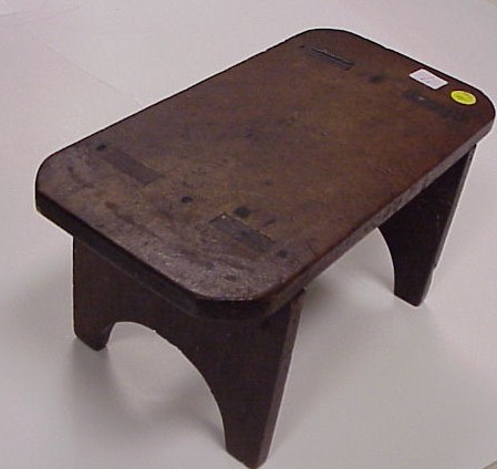 Appraisal: th C walnut foot stool mortised bootjack legs with demilune