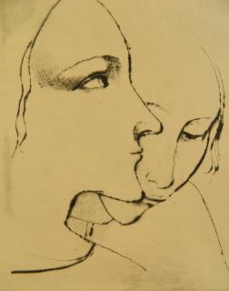 Appraisal: Karl Hofer drypoint Karl Hofer German - - ''Zwei Madchenkopfs''