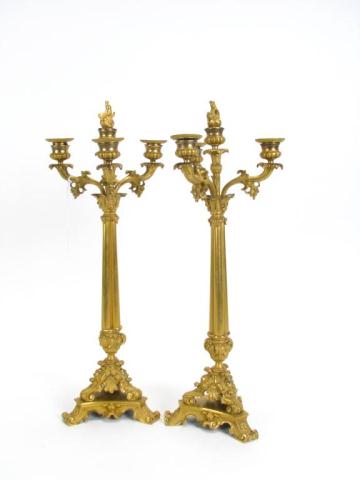 Appraisal: Pair of French Gilt Metal Candelabra measuring '' high