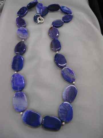 Appraisal: Purple Druzy Gemstone Necklace natural slab beads '' long